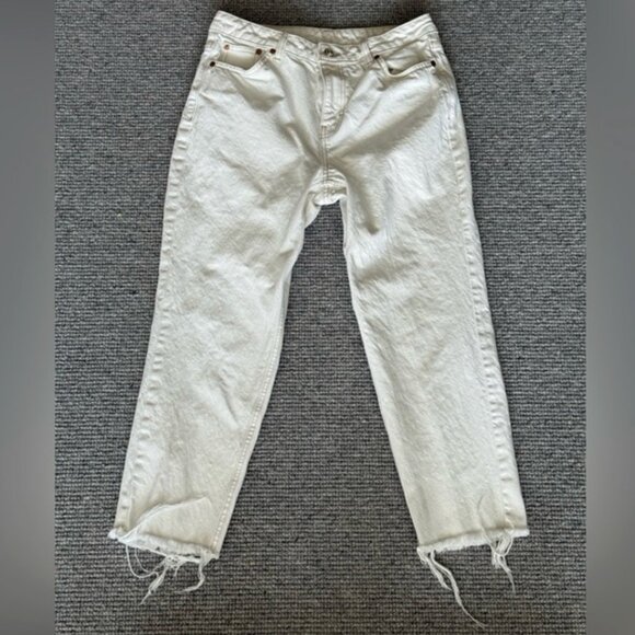 Zara White Jeans Straight Leg Jeans Cut Off W30 / L28 - Picture 3 of 4